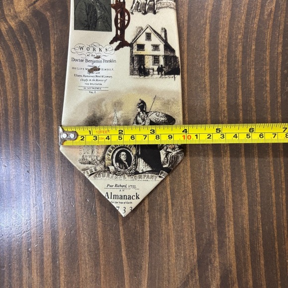 MUSEUM ARTIFACTS Tie Mens Silk‎ 3.5x59.5 Benjamin Franklin Historic Print USA - Picture 4 of 4